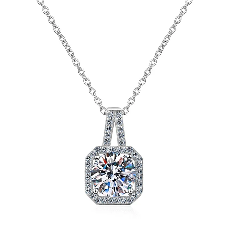 0.5-2CT Moissanite Pendant Necklace D Color Ideal Cut Diamond Necklace