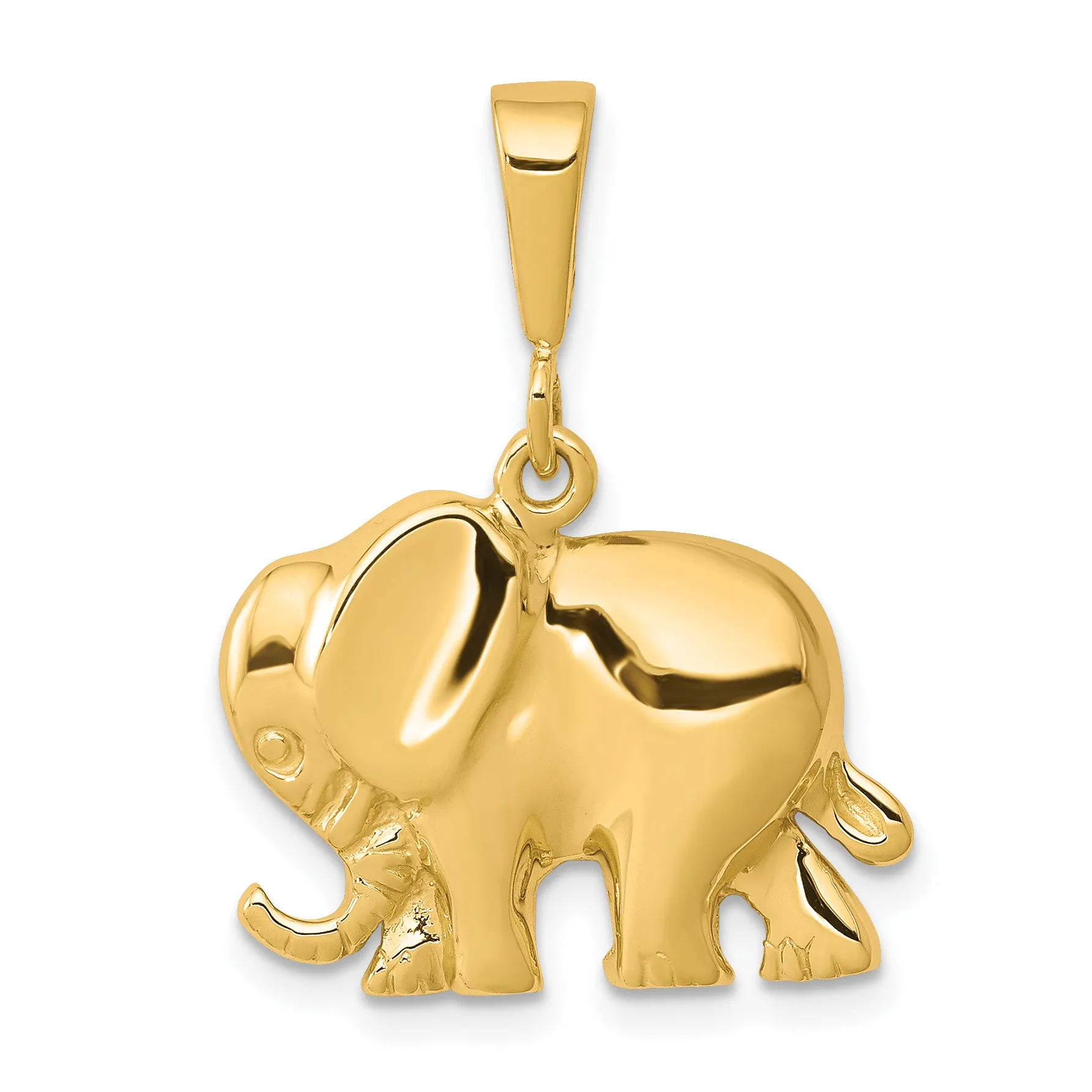 10K Gold Elephant Charm with Polished Finish  Solid and Themed Design