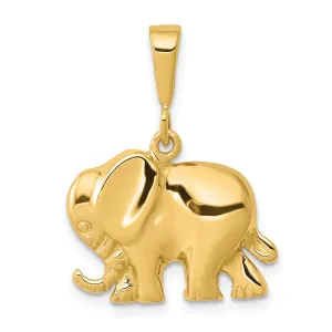 10K Gold Elephant Charm with Polished Finish  Solid and Themed Design