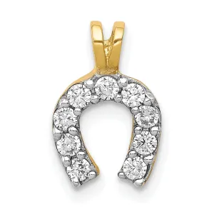 10K Gold Polished Horseshoe Charm with CZ Stones for Luck and Style