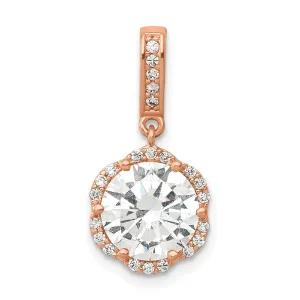 10K Rose Gold CZ Pendant with Polished Finish & Prong Set Stones