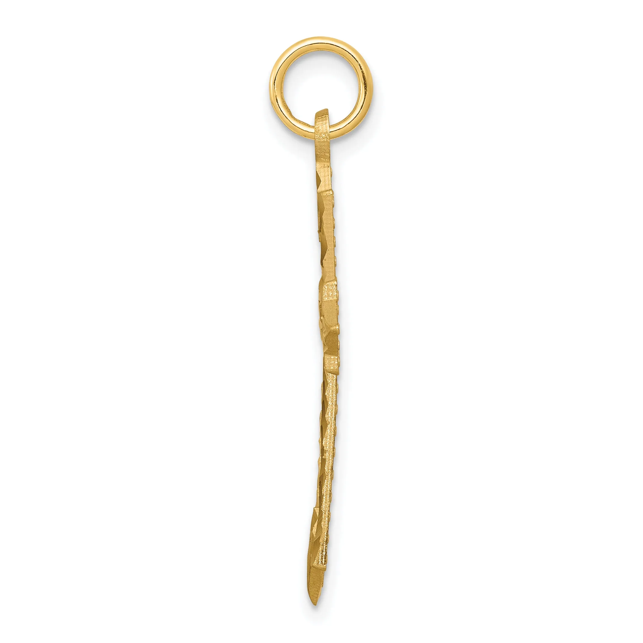 10K Yellow Gold Cross Charm with Polished Finish Solid Design