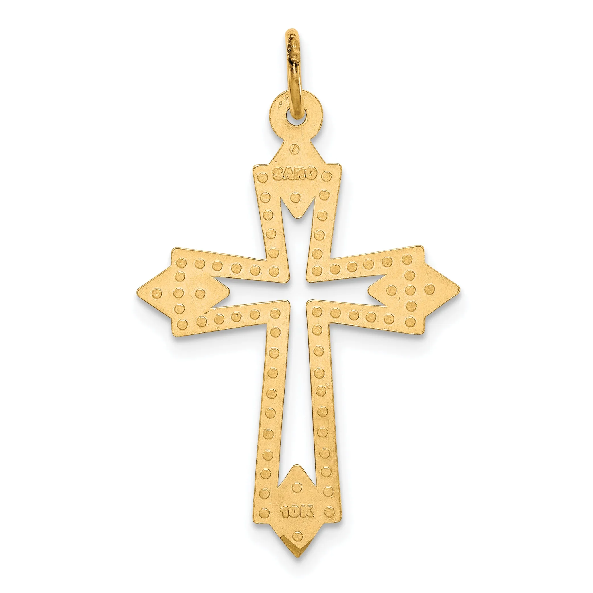 10K Yellow Gold Cross Charm with Polished Finish Solid Design