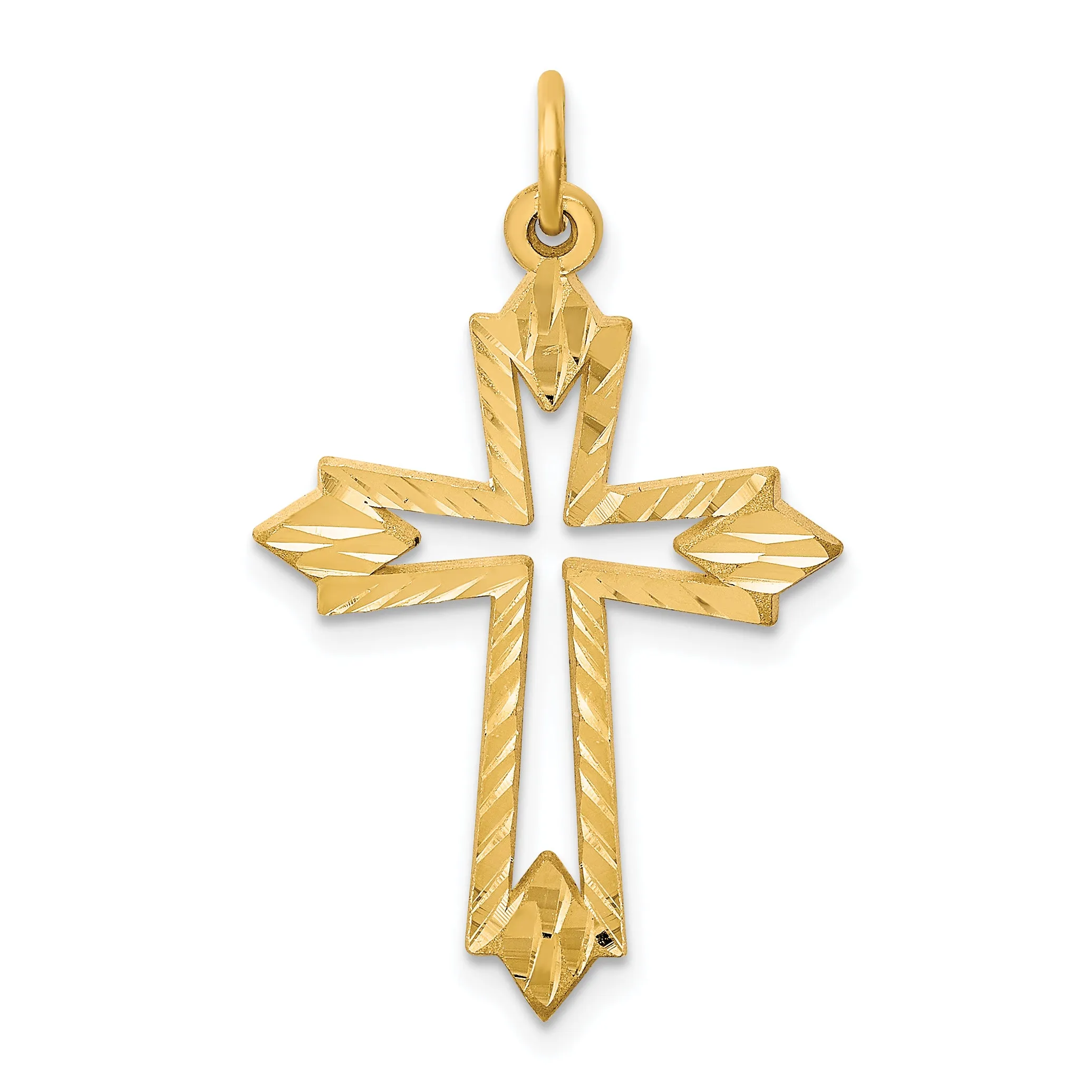 10K Yellow Gold Cross Charm with Polished Finish Solid Design