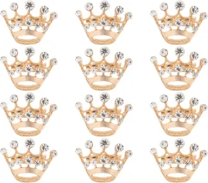 12pcs Tiara Crown Brooch Pin Wedding Party Pageant Brooch (Gold)