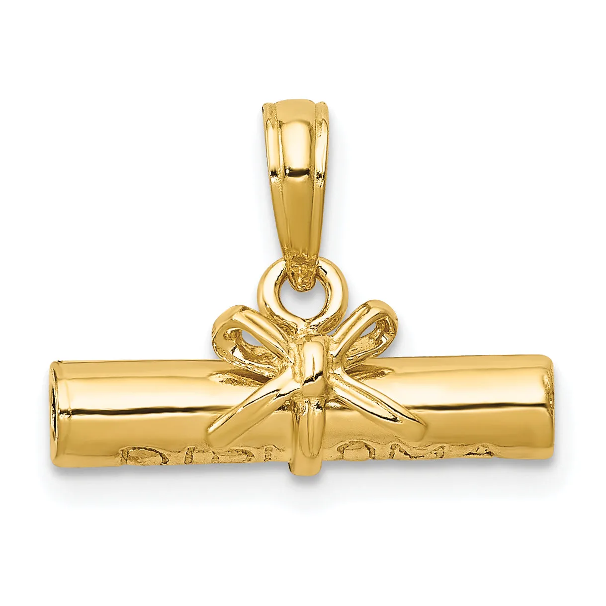 14K Gold 3D Diploma Pendant with Polished Finish