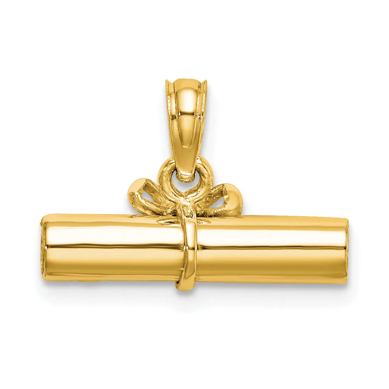 14K Gold 3D Diploma Pendant with Polished Finish