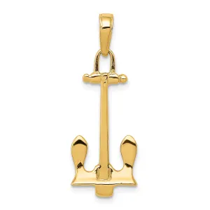 14K Gold 3D Navy Anchor Pendant for Men Solid & Casted