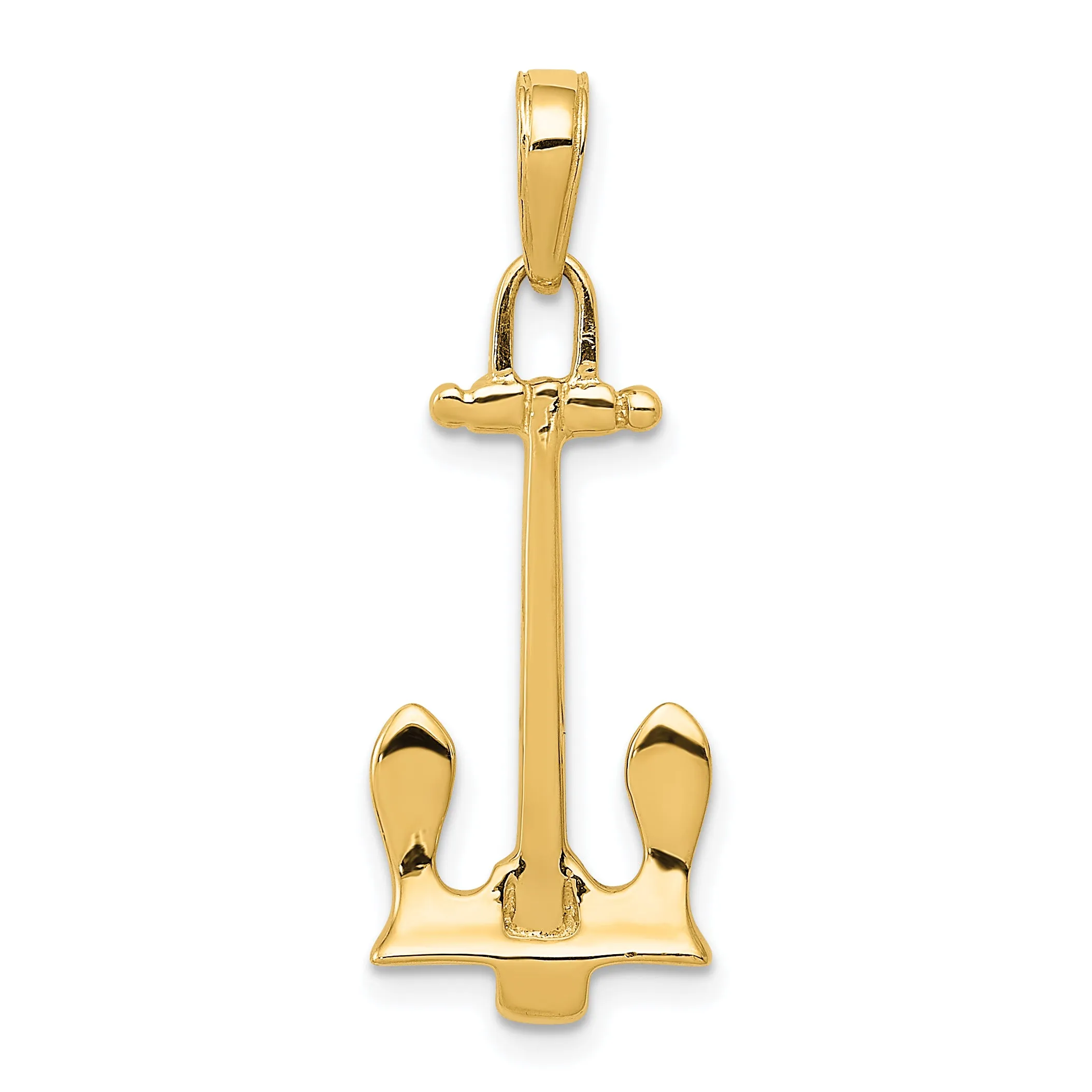 14K Gold 3D Navy Anchor Pendant for Men Solid & Casted