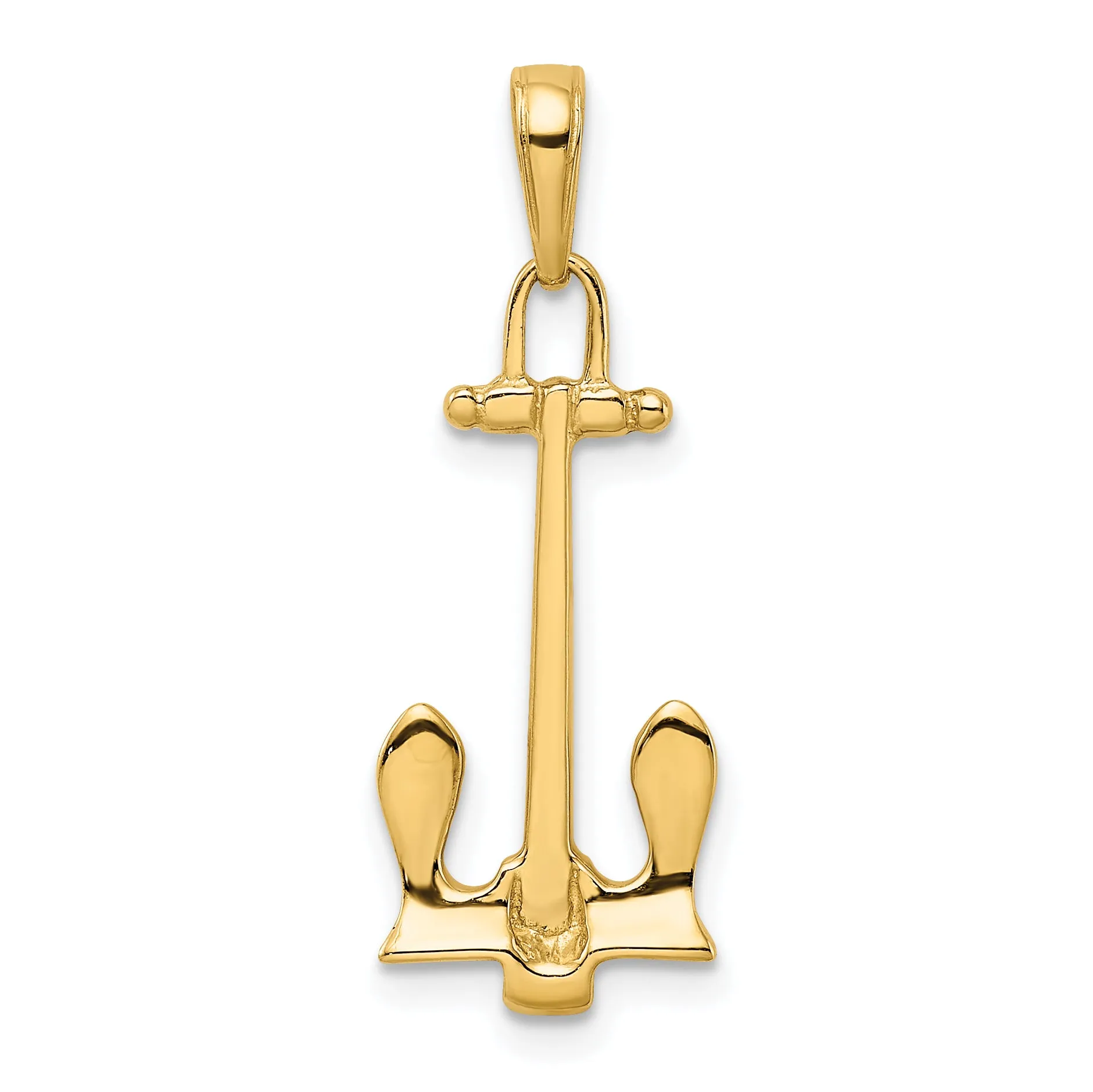 14K Gold 3D Navy Anchor Pendant for Men Solid & Casted