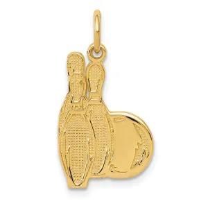 14K Gold Bowling Pins Charm for Men  Polished Textured Finish