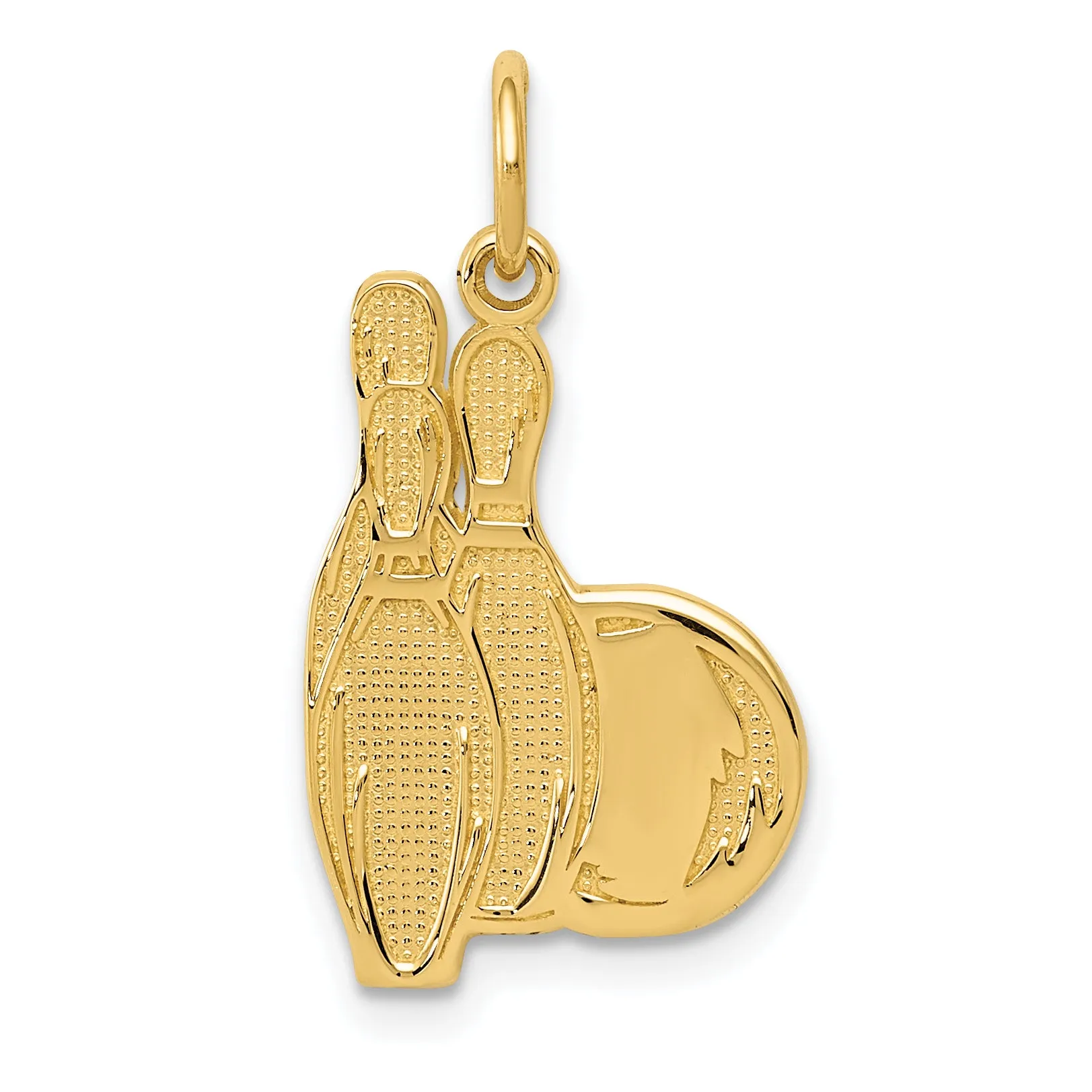 14K Gold Bowling Pins Charm for Men  Polished Textured Finish