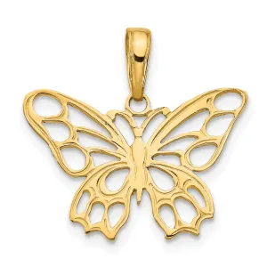 14K Gold Butterfly Cut-Out Pendant with Polished Finish  Elegant & Casted Design
