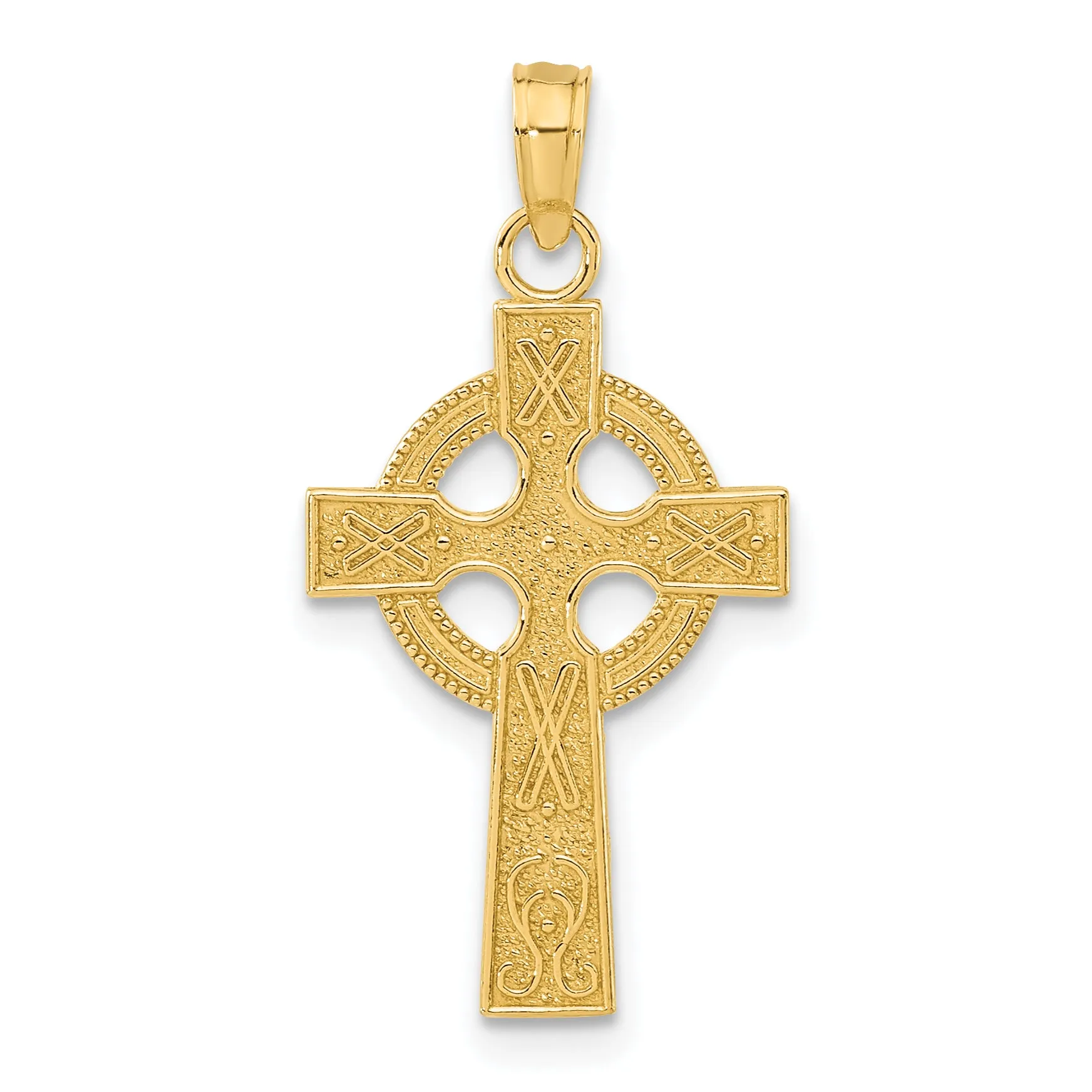 14K Gold Celtic Cross Pendant with Polished Finish Solid Design