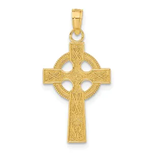 14K Gold Celtic Cross Pendant with Polished Finish Solid Design