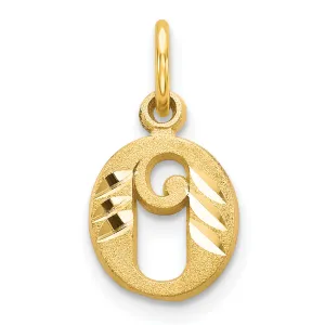 14K Gold Diamond-Cut Letter O Charm with Sandblasted Finish