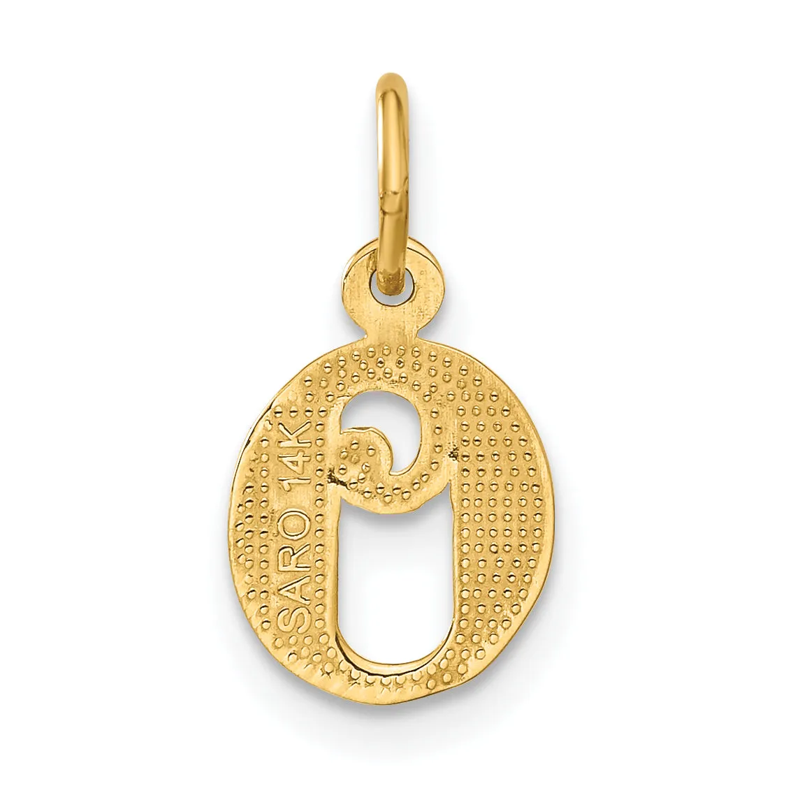 14K Gold Diamond-Cut Letter O Charm with Sandblasted Finish