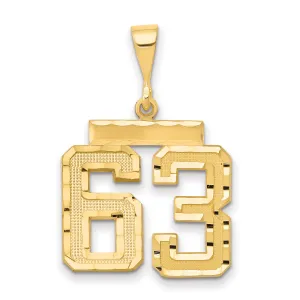 14K Gold Diamond-Cut Number 63 Charm with Polished Finish