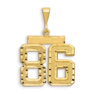 14K Gold Diamond-Cut Number 86 Charm Large Brushed Finish