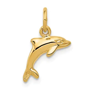 14K Gold Dolphin Pendant with Polished Finish Elegant and Themed Charm
