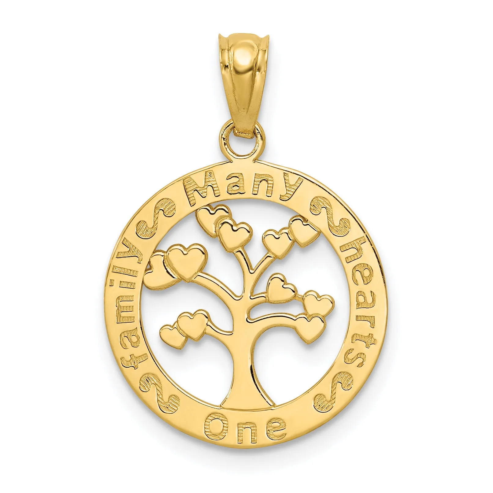 14K Gold Family Tree Pendant with Polished Finish Solid Design