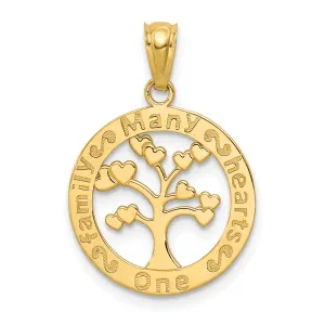 14K Gold Family Tree Pendant with Polished Finish Solid Design