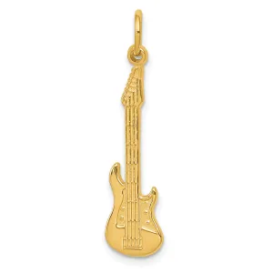 14K Gold Guitar Charm Pendant with Polished Finish for Men