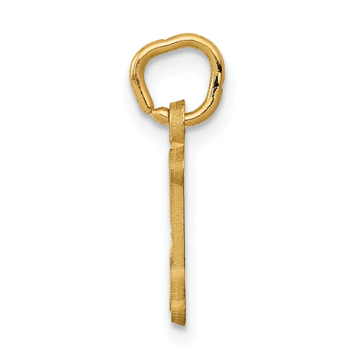 14K Gold Initial I Charm with Diamond-Cut Sandblasted Finish