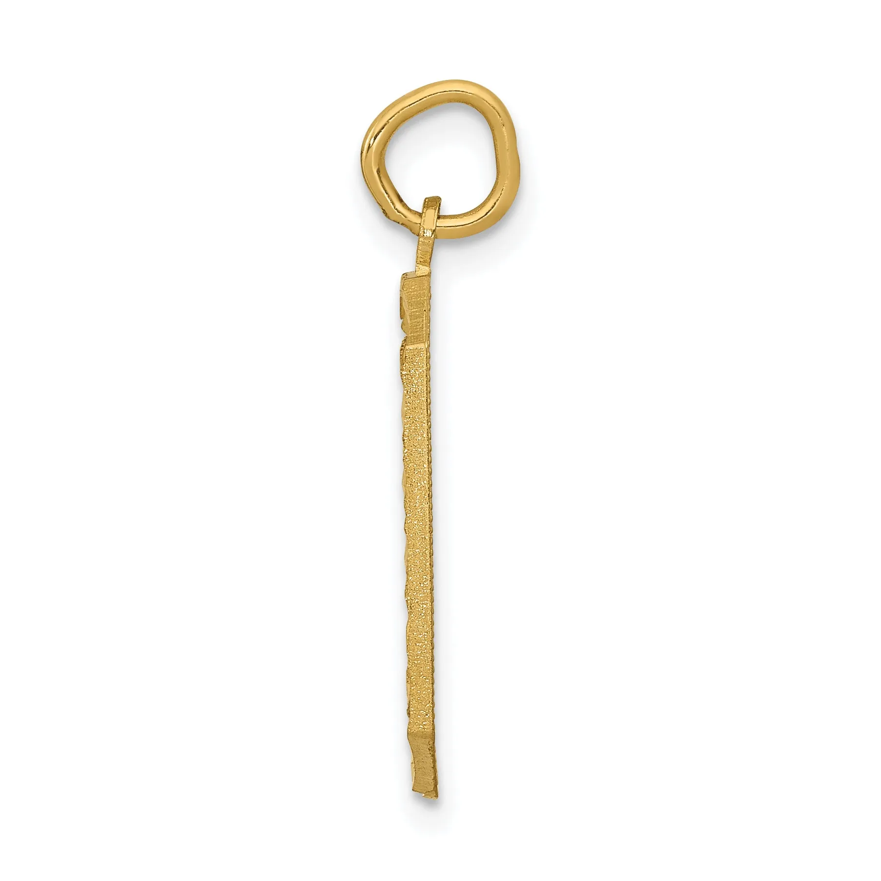 14K Gold Large Brushed Diamond-Cut Number 0 Charm