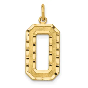 14K Gold Large Brushed Diamond-Cut Number 0 Charm