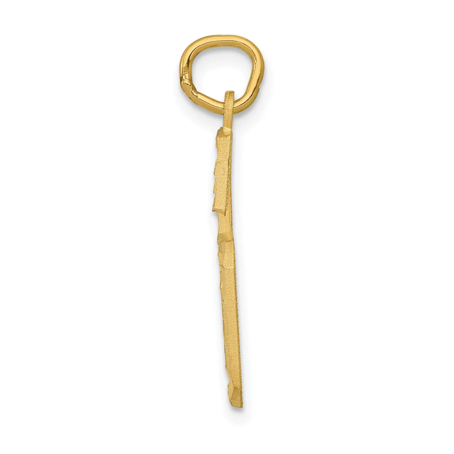 14K Gold Large Brushed Diamond-Cut Number 6 Charm Elegant, Themed Design