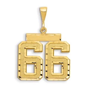 14K Gold Large Diamond-Cut Number 66 Charm in Brushed Finish