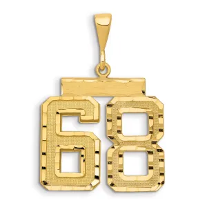 14K Gold Large Diamond-Cut Number 68 Charm with Brushed Finish