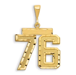 14K Gold Large Diamond-Cut Number 76 Charm with Brushed Finish