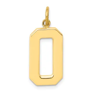 14K Gold Large Polished Number 0 Charm  Elegant and Themed