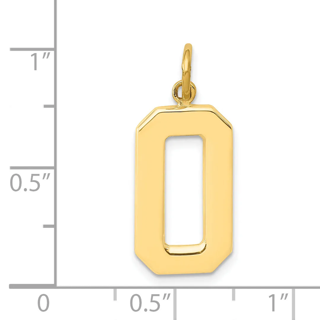 14K Gold Large Polished Number 0 Charm  Elegant and Themed