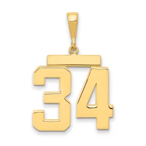 14K Gold Large Polished Number 34 Charm Bold and Timeless Design