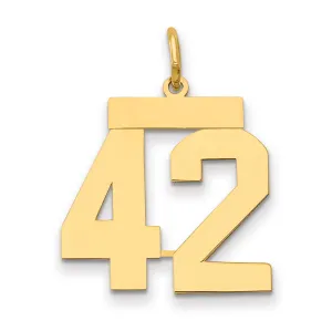 14K Gold Laser-Cut Number 42 Charm with Polished Finish  Medium Size