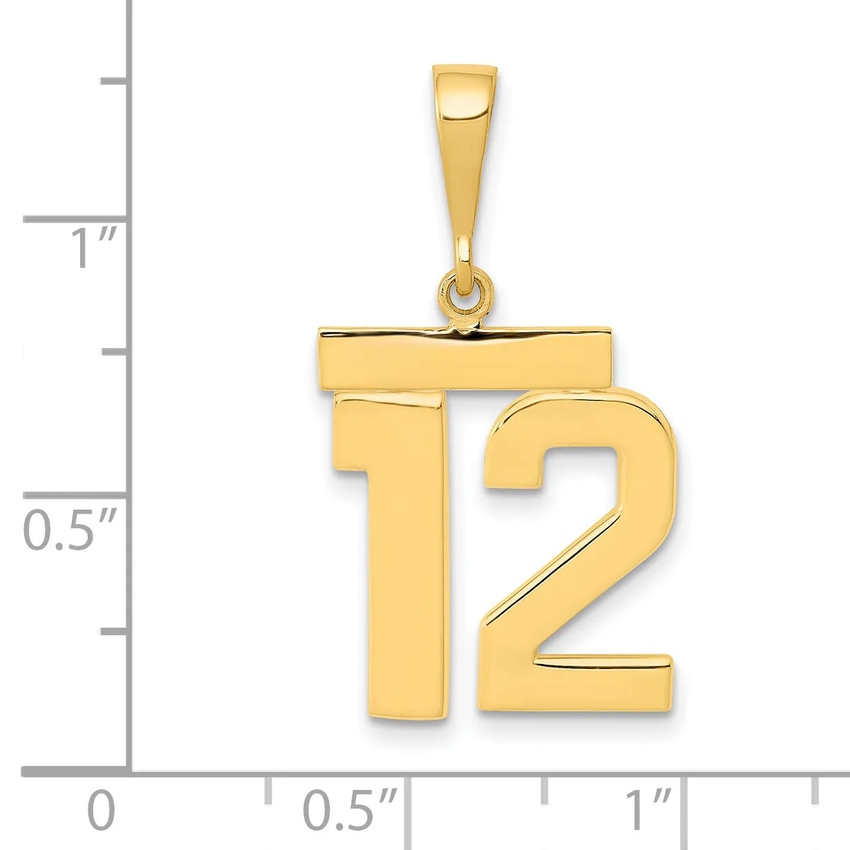 14K Gold Medium Polished Number 12 Charm Elegant & Themed Jewelry