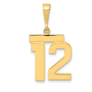 14K Gold Medium Polished Number 12 Charm Elegant & Themed Jewelry