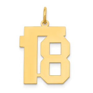 14K Gold Medium Polished Number 18 Charm by Sophia Jewelers