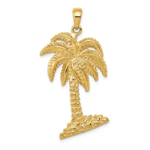 14K Gold Men's Solid Palm Tree Pendant  Bold & Timeless Design