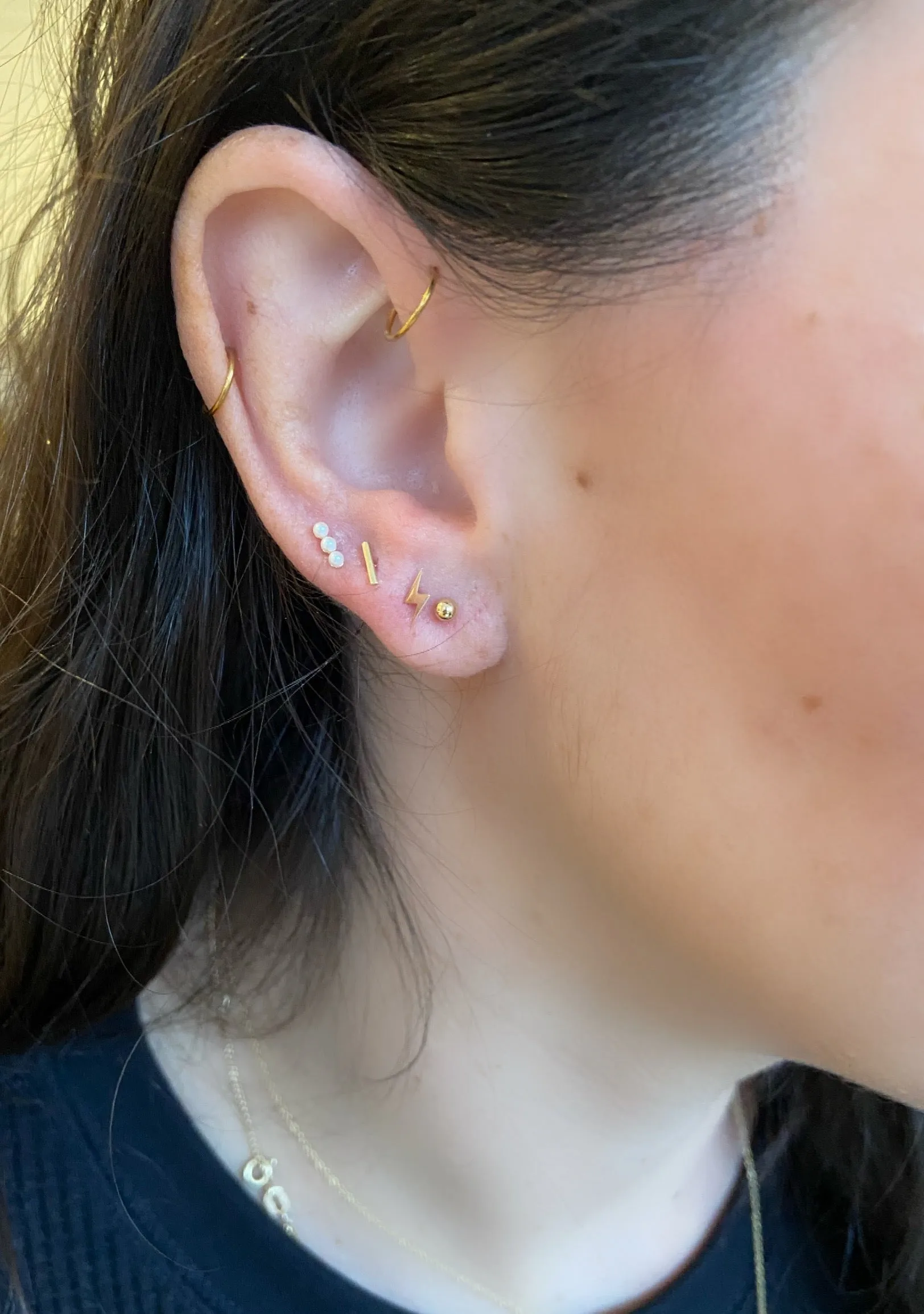 14K Gold Mini Bar Stud with a Flat Backing