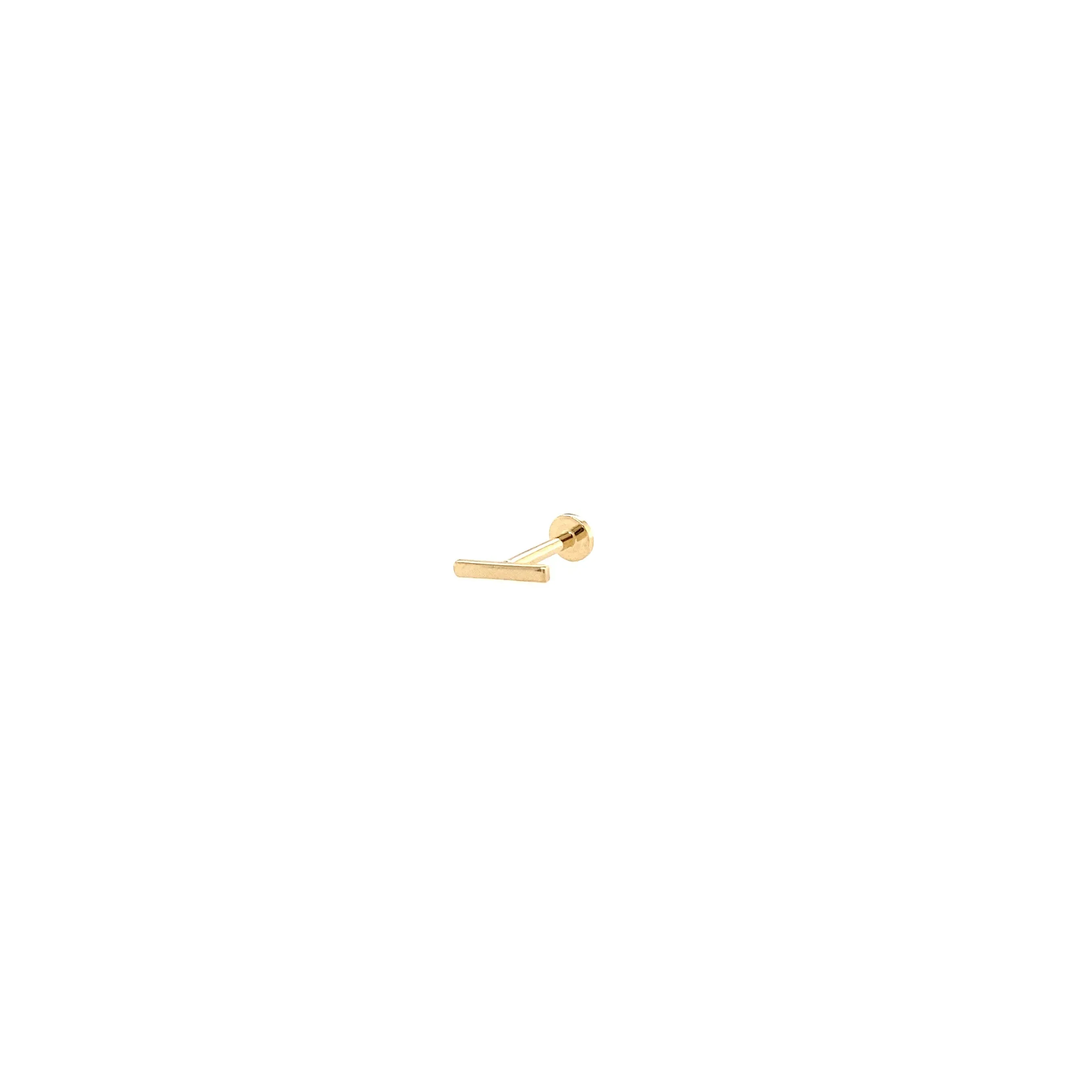14K Gold Mini Bar Stud with a Flat Backing