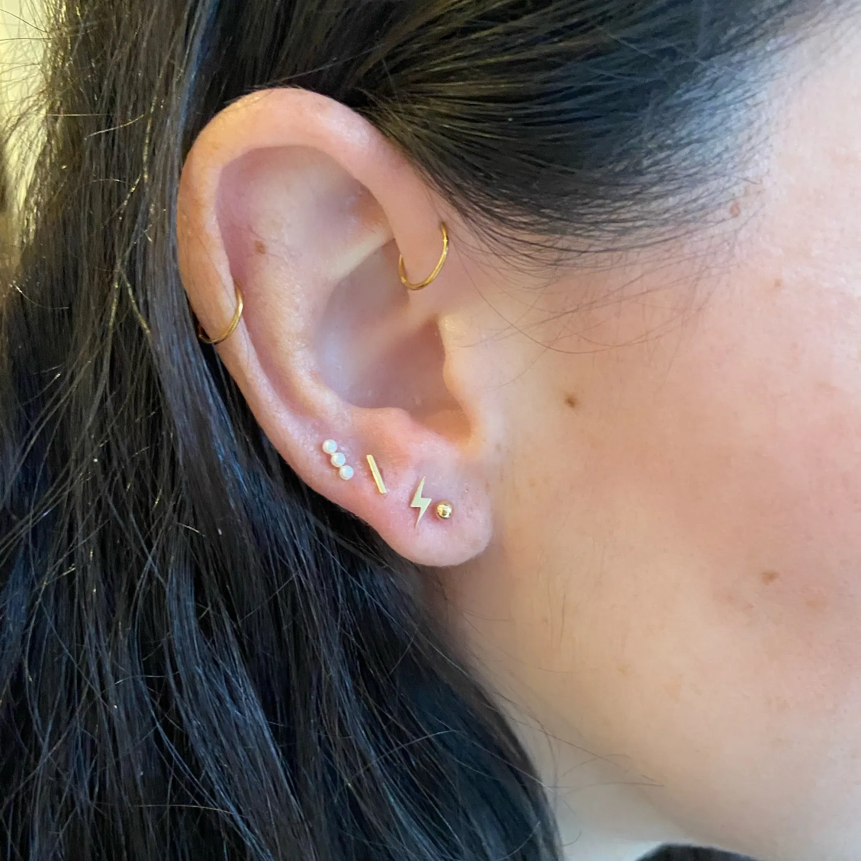 14K Gold Mini Bar Stud with a Flat Backing
