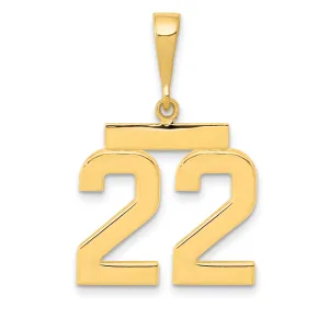 14K Gold Number 22 Polished Charm Elegant Medium Size