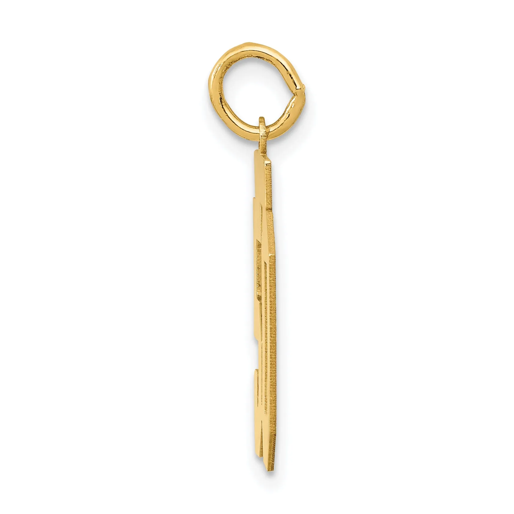 14K Gold Number 50 Charm with Polished Finish  Laser Cut Medium