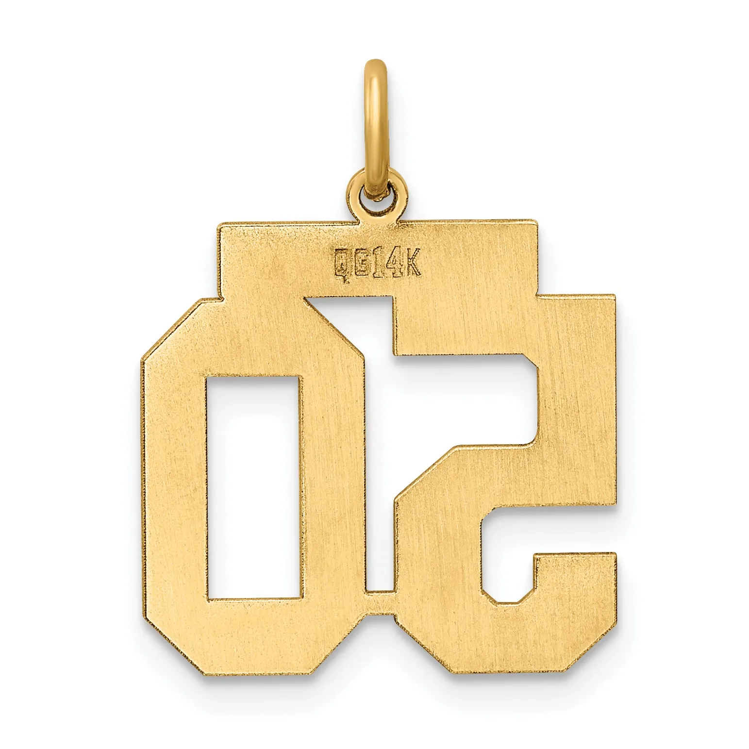 14K Gold Number 50 Charm with Polished Finish  Laser Cut Medium