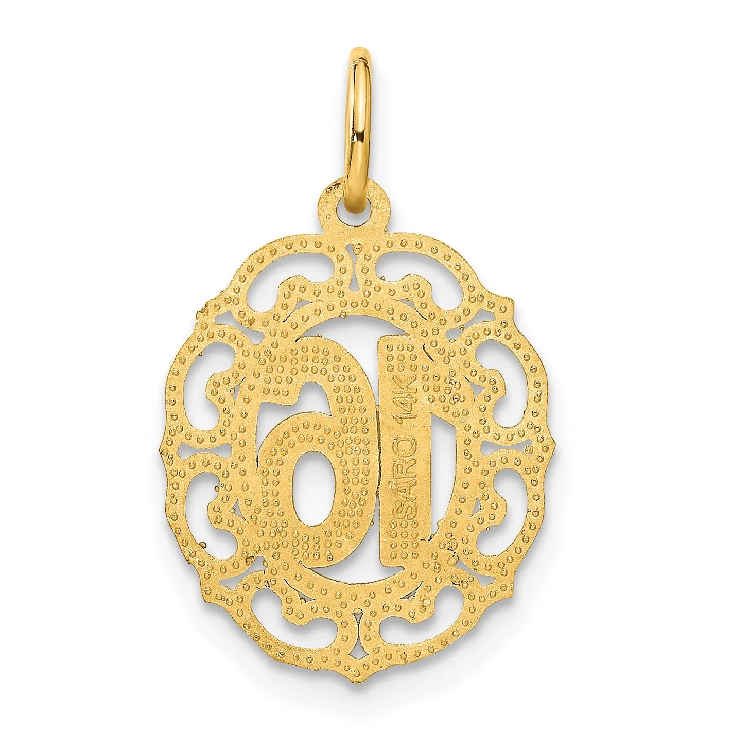 14K Gold Oval Circle Pendant with Polished Brushed Finish Elegant Charm