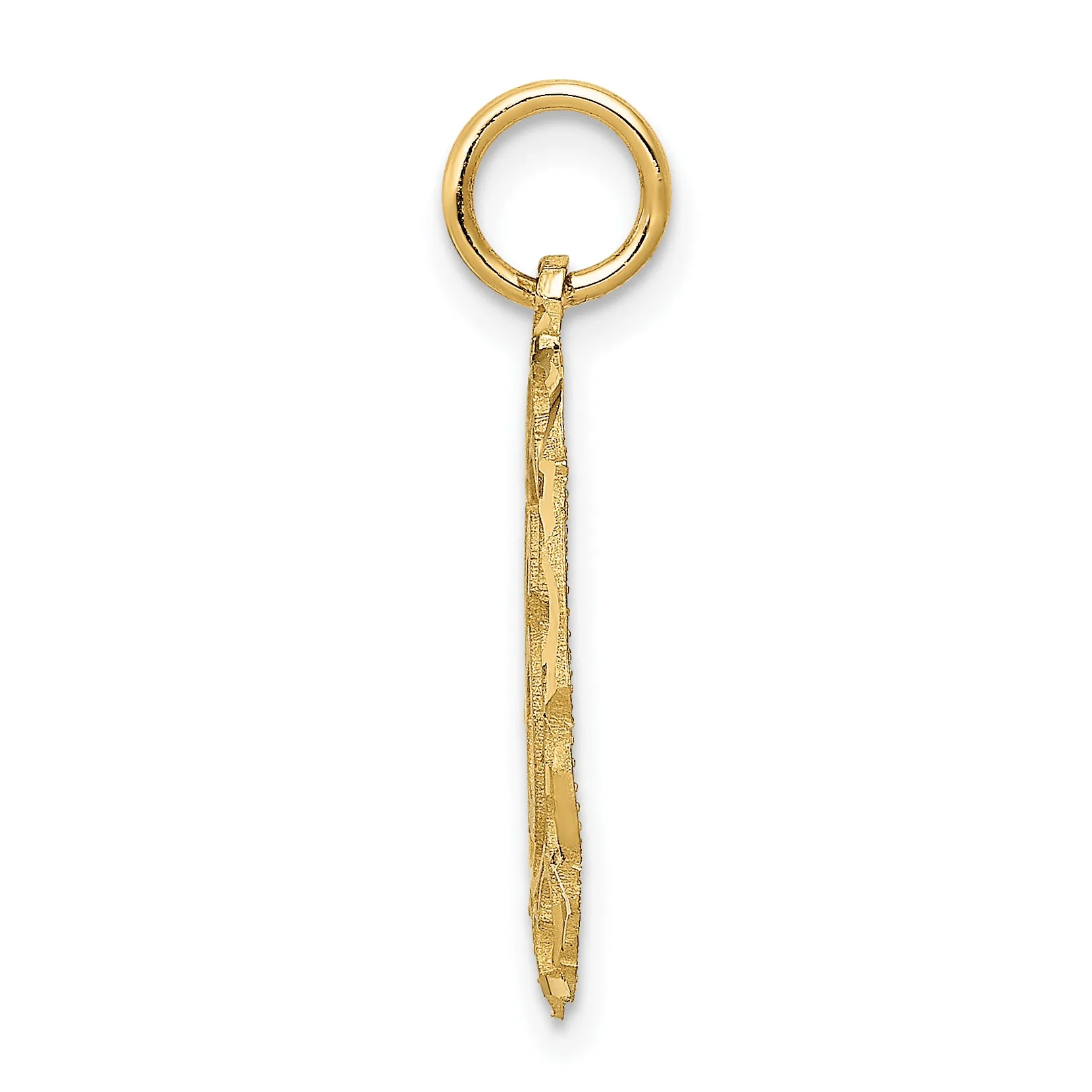 14K Gold Oval Circle Pendant with Polished Brushed Finish Elegant Charm